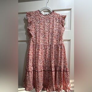 JODIFL Pink Patterned Ruffle Dress